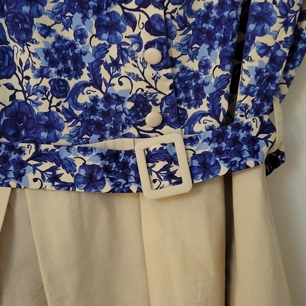 Sucrefas Retro 1940s floral belted Land Girl shirt dress - Picture 6 of 12